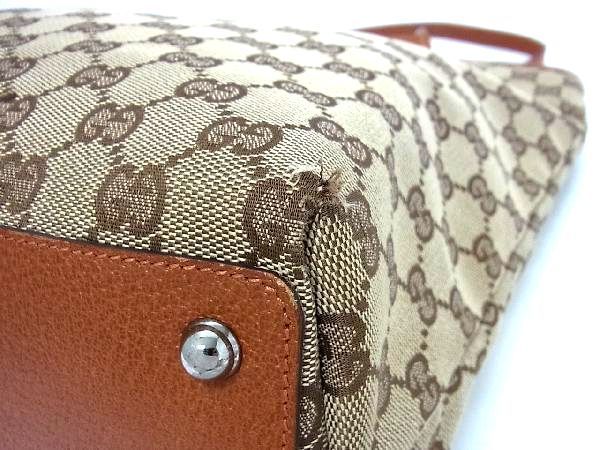 1円 □美品□ GUCCI グッチ 120836 GGキャンバス×レザー トート 