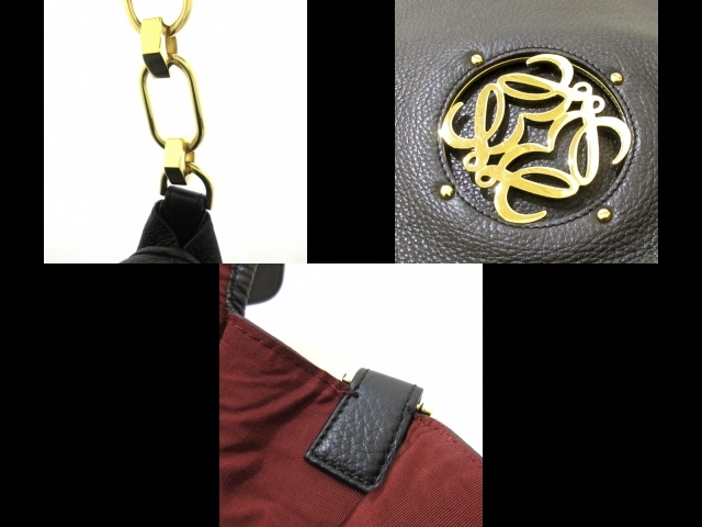 LOEWE マイア ショルダーバッグ ロエベ 2way レザー アナグラム バッグ ハンドバッグ 極希少ロエベ レザーブラウン - レッド ロエベの ショルダー 2WAY