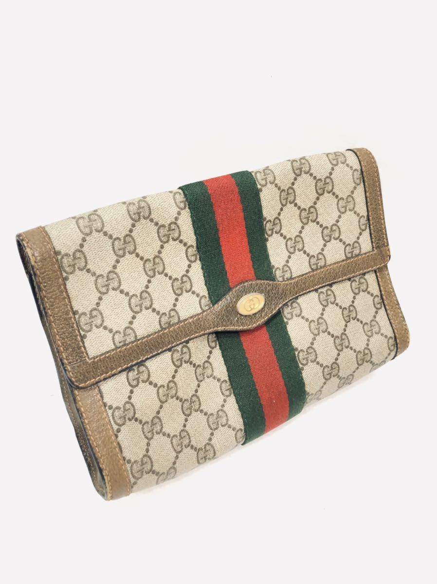 GUCCI □ グッチ 総柄 ロゴ ポーチ モノグラム オールドグッチ