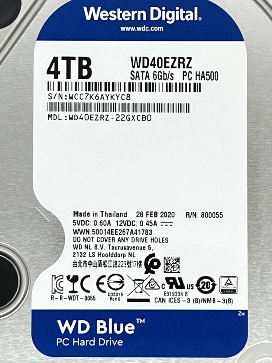 WD Blue 4TB WD40EZRZ HDD 使用時間0h