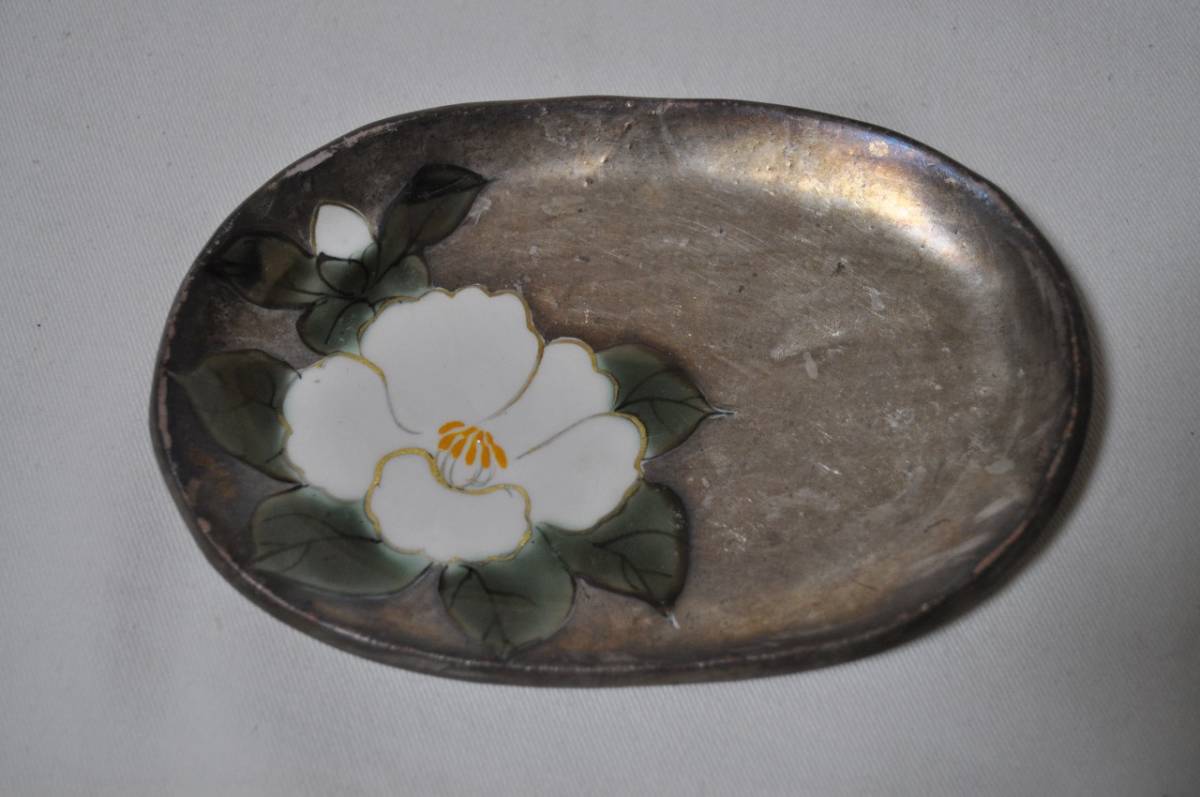 京焼 陶あん お皿 小皿 銀彩 色絵つけ 清水焼 陶器 陶芸 器 鉢 おわん 