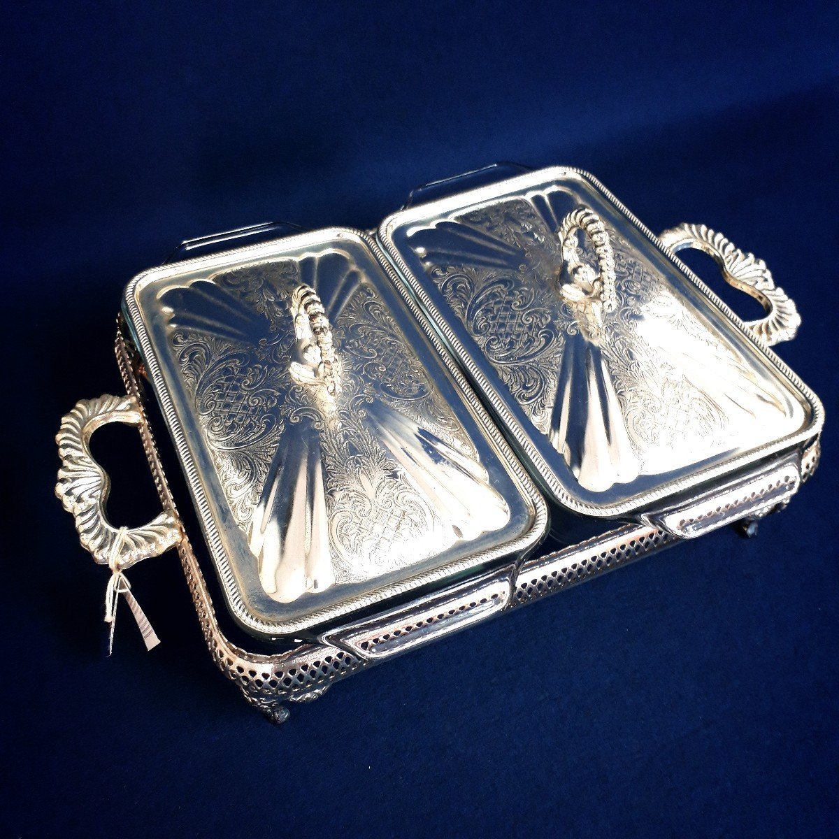 QUEEN ANNE/クイーンアン 蓋付キャセロール 幅38cm イギリスブランド シルバーメッキ 銀メッキ食器 パーティーディッシュ digjunkmarket