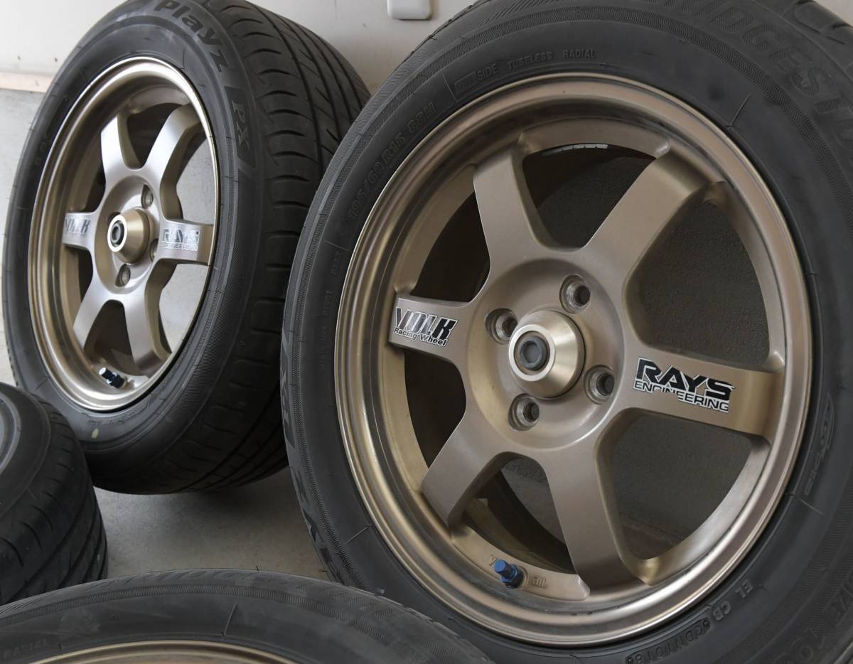アルミ レイズ  タイヤ プレイズ RAYS TE37 15×6 1/2 OF＋45 × Playz 195/60 R15☆1台分4本セット