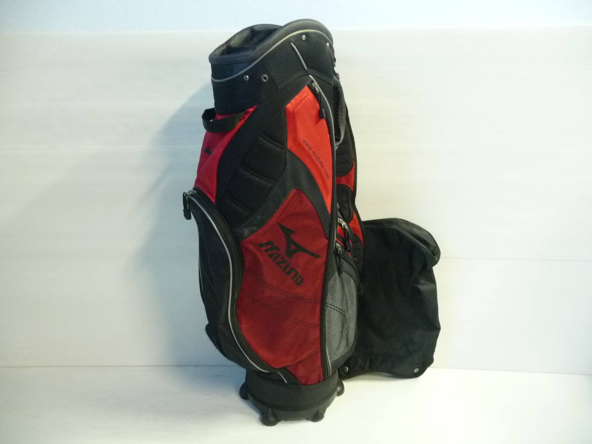 □Mizuno ミズノ キャディーバッグ ゴルフバッグ ブラック×レッド