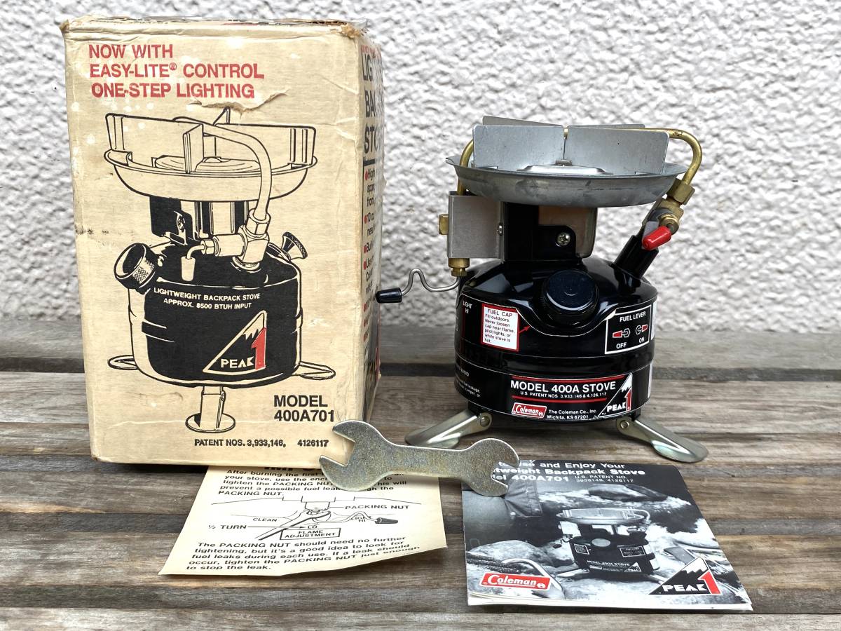 未点火元箱付】コールマン 400A ピークワン2レバーストーブ 6/87製 NOS