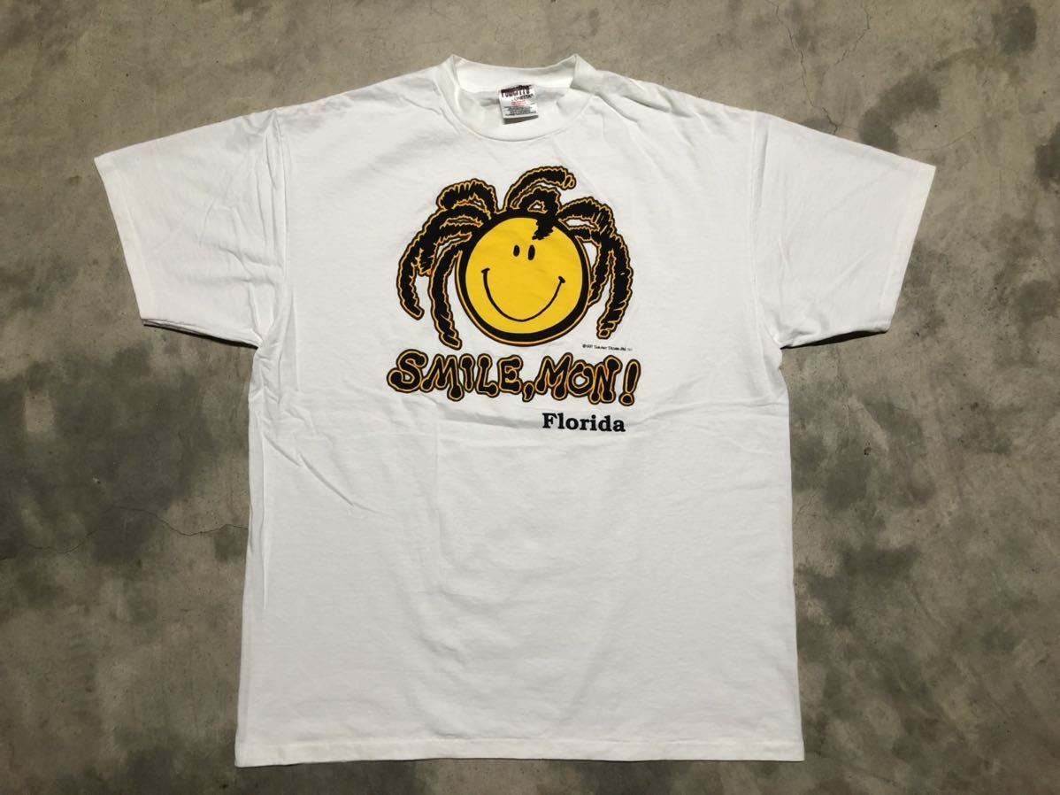  XL 1997 80's 90's ONEITA USA製 スマイル SMILE MON ラスタ ドレッド ビンテージ Tシャツ 白 / 70's 00's アメリカ製 ART アート(Tシャツ)｜売買されたオークション情報、yahooの商品情報をアー Tシャツ