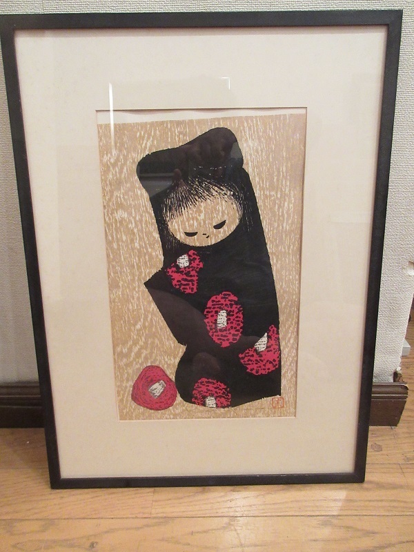 絵画買取・販売の小竹美術 - 河野薫 河野薫「椿（C）」木版画 河野薫
