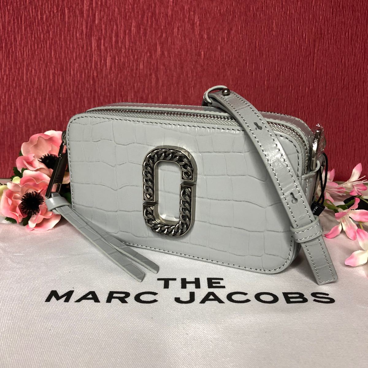 新品 MARC JACOBS スナップショット ショルダーバッグ クロコ グレー 