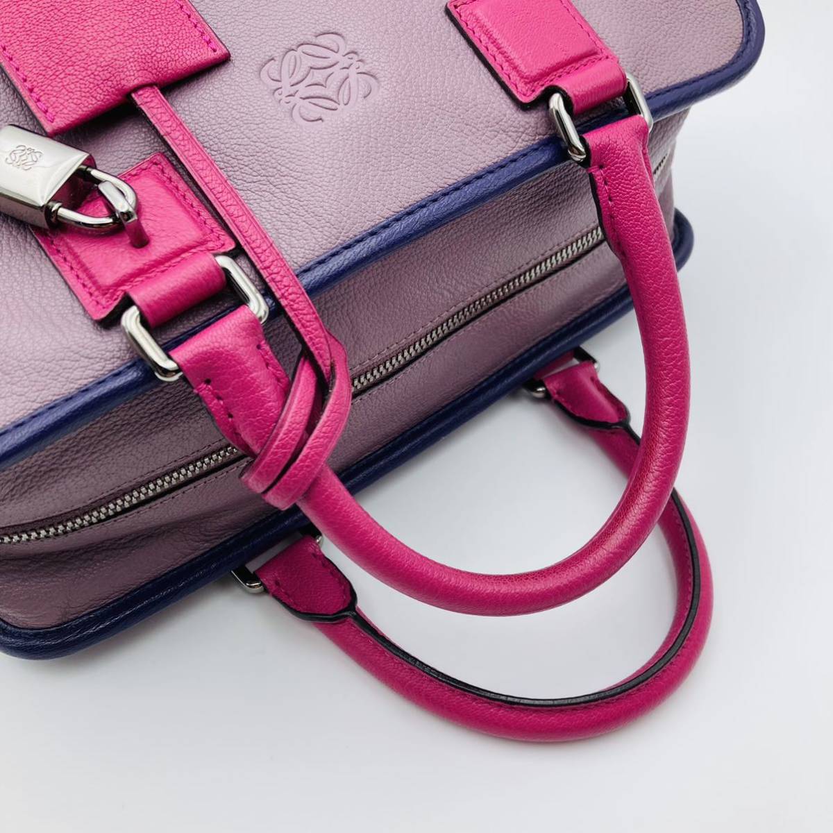 LOEWE ロエベ アマソナ28 ハンドバッグ トリコロール ピンク パープル 