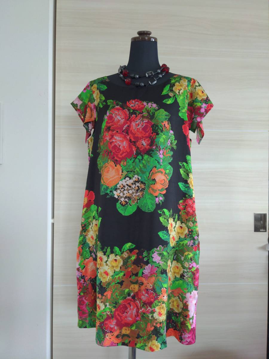 4298コムロシズカ 花柄シフォンワンピース ネイビー＆ピンク 4298 SHIZUKA KOMURO シズカコムロ 花柄ワンピース 洋服屋 4298