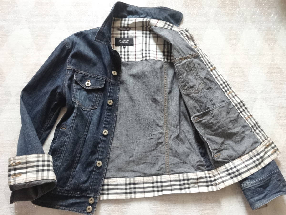 BURBERRY LABEL BLACK レザー ノバチェック ジーンズの通販 3520 美品