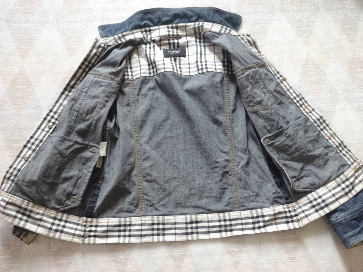 BURBERRY LABEL BLACK レザー ノバチェック ジーンズの通販 3520 美品