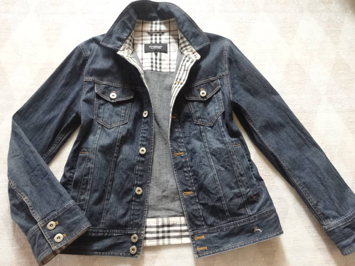 BURBERRY LABEL BLACK レザー ノバチェック ジーンズの通販 3520 美品