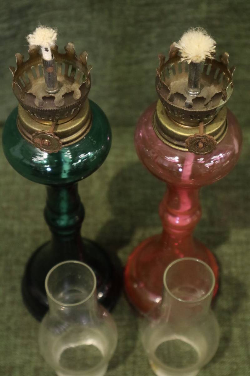 あ//A4041 レトロ照明 北一硝子 オイルランプ アルコールランプ レッド