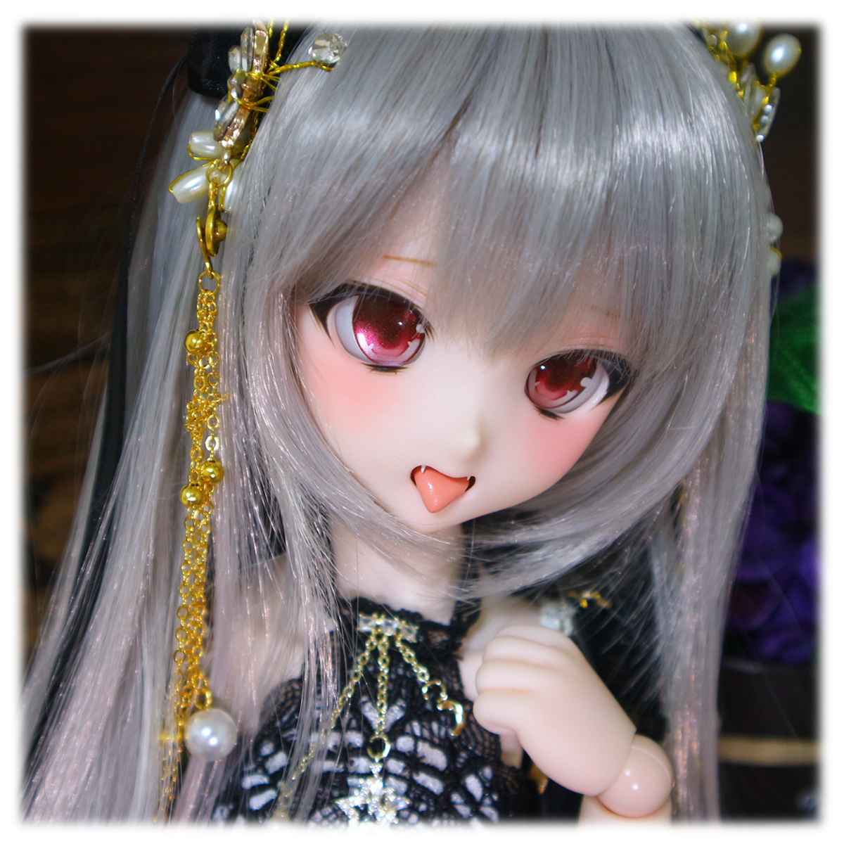 DWC-01 セミホワイト肌 SW肌カスタムヘッド 追視アイ＋ウィッグ（Yahoo 