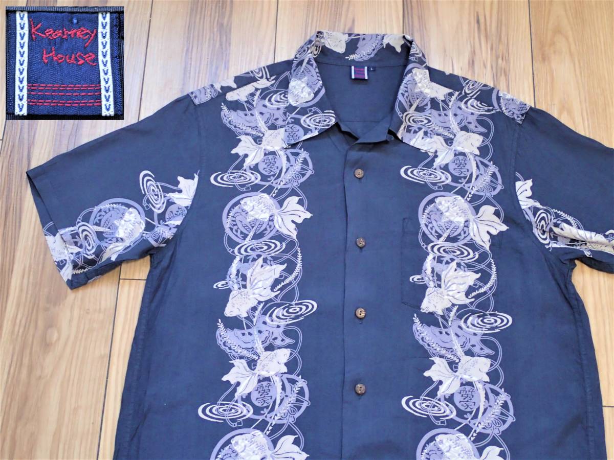 未使用 ほぼ新品 京都ブランド メンズ シャツ アロハ 柄シャツ 金魚 