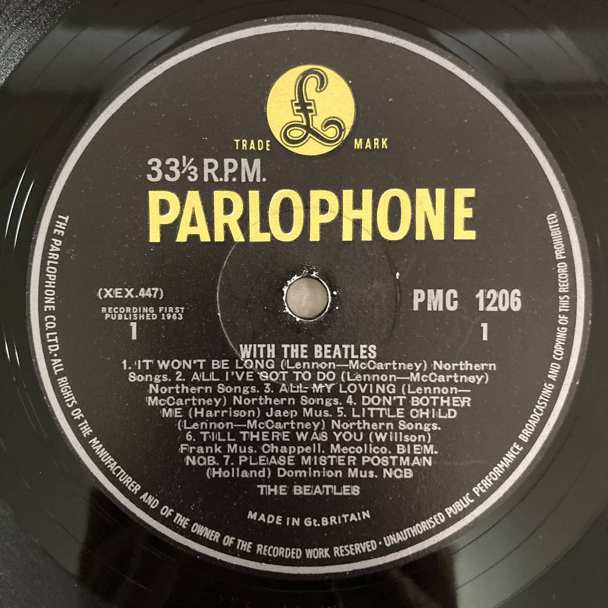 UK盤イエロー・パーロフォン THE WITH マト7N⁄7N BEATLES⁄mono