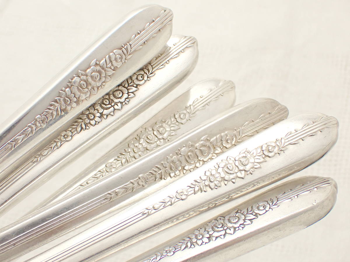 ONEIDA SILVERSMITHS USビンテージ Silver シルバープレート デザートナイフ 6本set ROYAL ROSE U