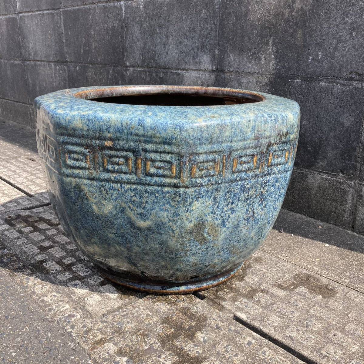 火鉢睡蓮鉢 中華中国 メダカ鉢 盆栽鉢 八角形 アンティークレトロ
