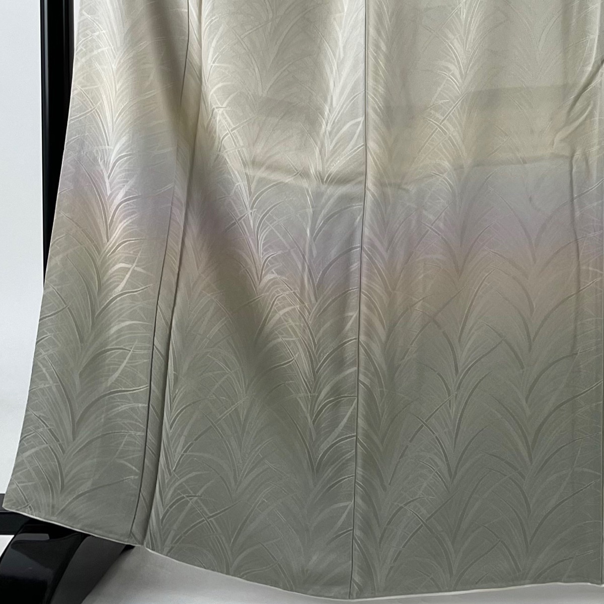 訪問着 秀品 一つ紋 地紋 染分け ぼかし ベージュ 袷 162.5cm 66.5cm M 正絹 【中古】 ☆☆☆