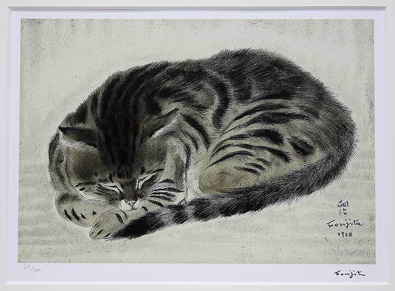 藤田嗣治 証明書「Chat en rond 29&frasl;150」猫