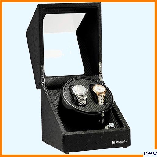 新品送料無料◎ ワインディングマシーン ブラック 炭素繊維 PU 4つのモー グレード ウォッチワインダー 2本巻き 1089