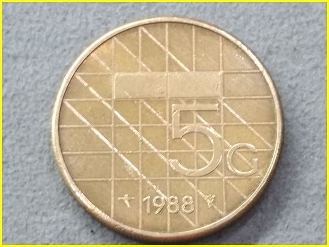オランダ 5ギルダー 硬貨/1988年】 5G 旧硬貨/コイン/グルデン/古銭 