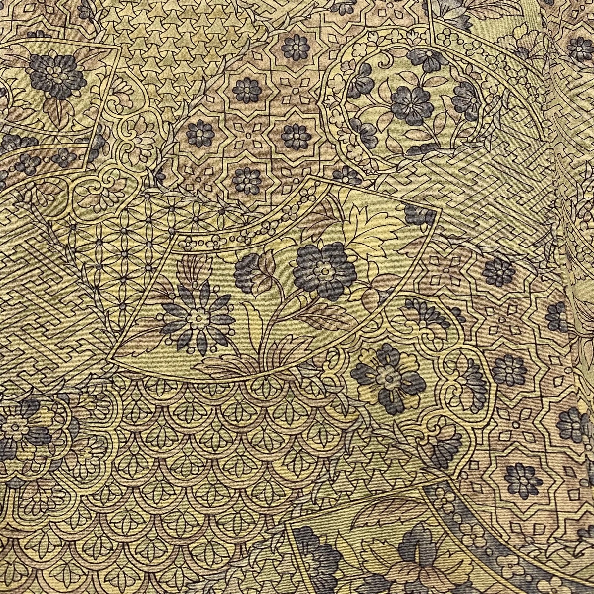 袷 訪問着 草花 M 扇面 裄丈64cm ぼかし 美品 正絹 S 身丈154cm 灰色 金彩 小紋 身丈154.5cm 訪問着の通販