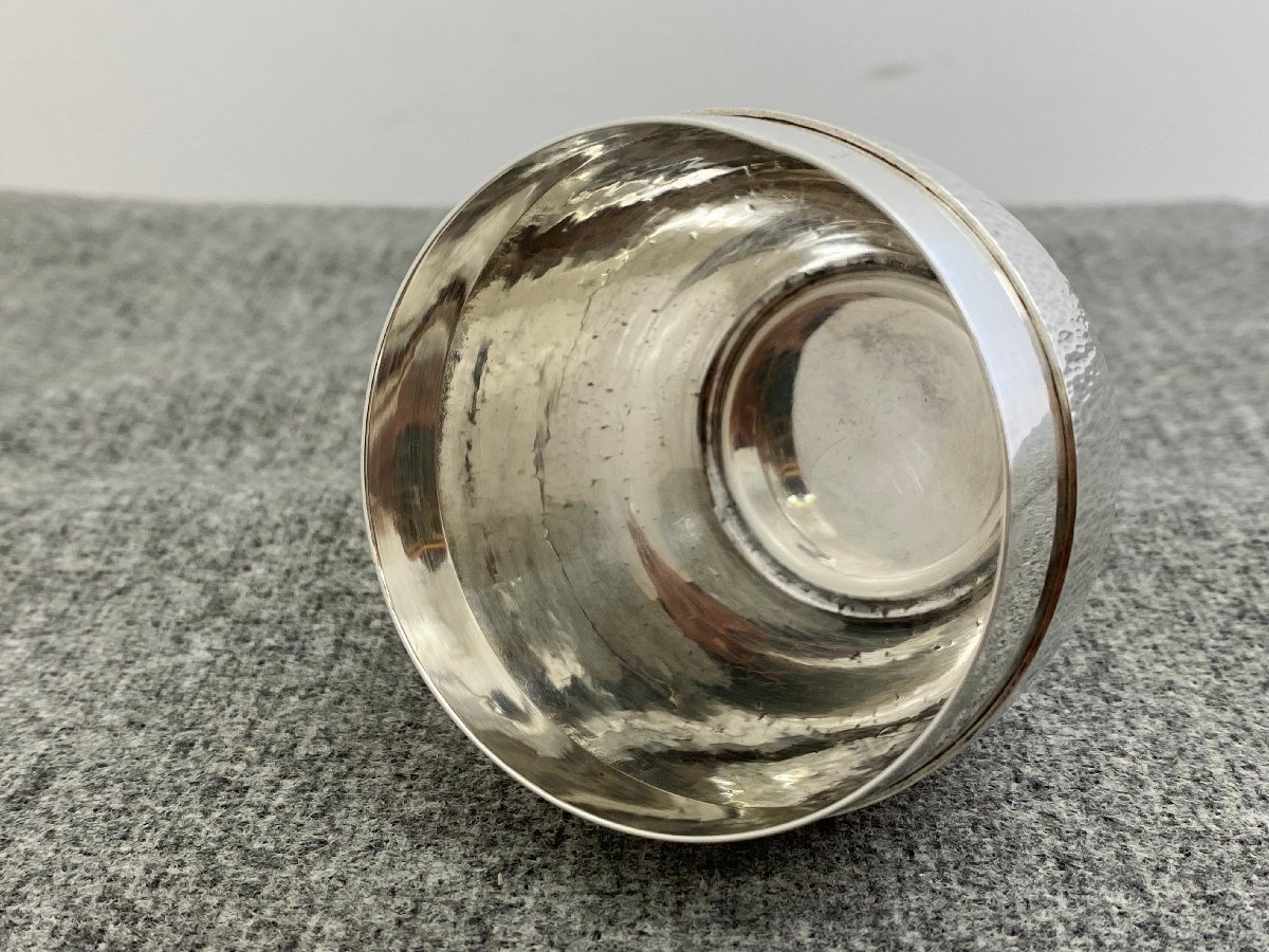 ☆一寿斎 造 純銀 茶入 重量140g 銀製 鎚目 棗形 茶道具 煎茶具 茶壺 