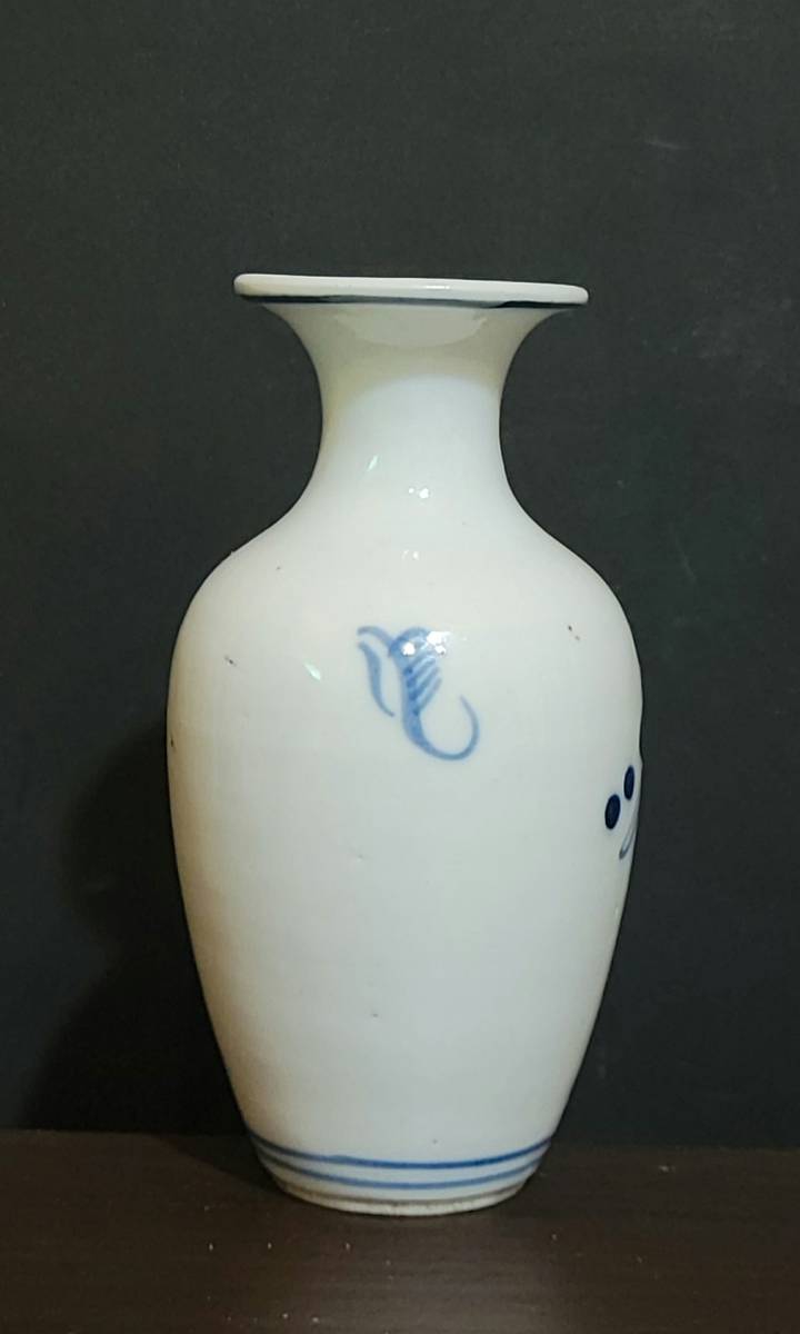 古美術柳 時代 唐物 染付 宝文小花瓶 清朝期