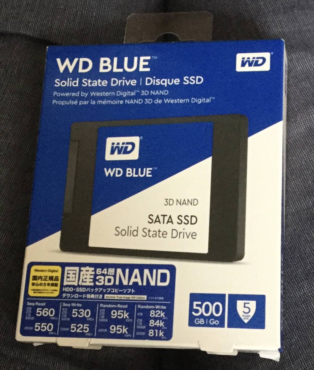 送料込 WesternDigital SSD 500GB WD BLUE 3D nand sata 新品未開封 ②