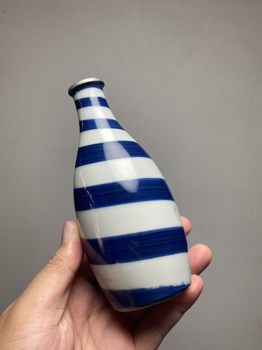 時代 輪線文 徳利 検) 螺旋文 ぐるぐる 染付 酒器 淵巻き 骨董 古美術 古民芸 民芸 一輪挿し 古伊万里 瀬戸 有田 明治 大正