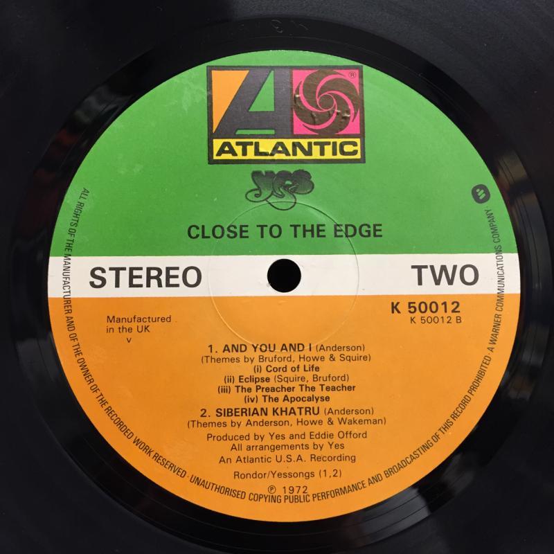 英LP Yes Close To The Edge UKオリジナル初期プレス 英LP Yes Close