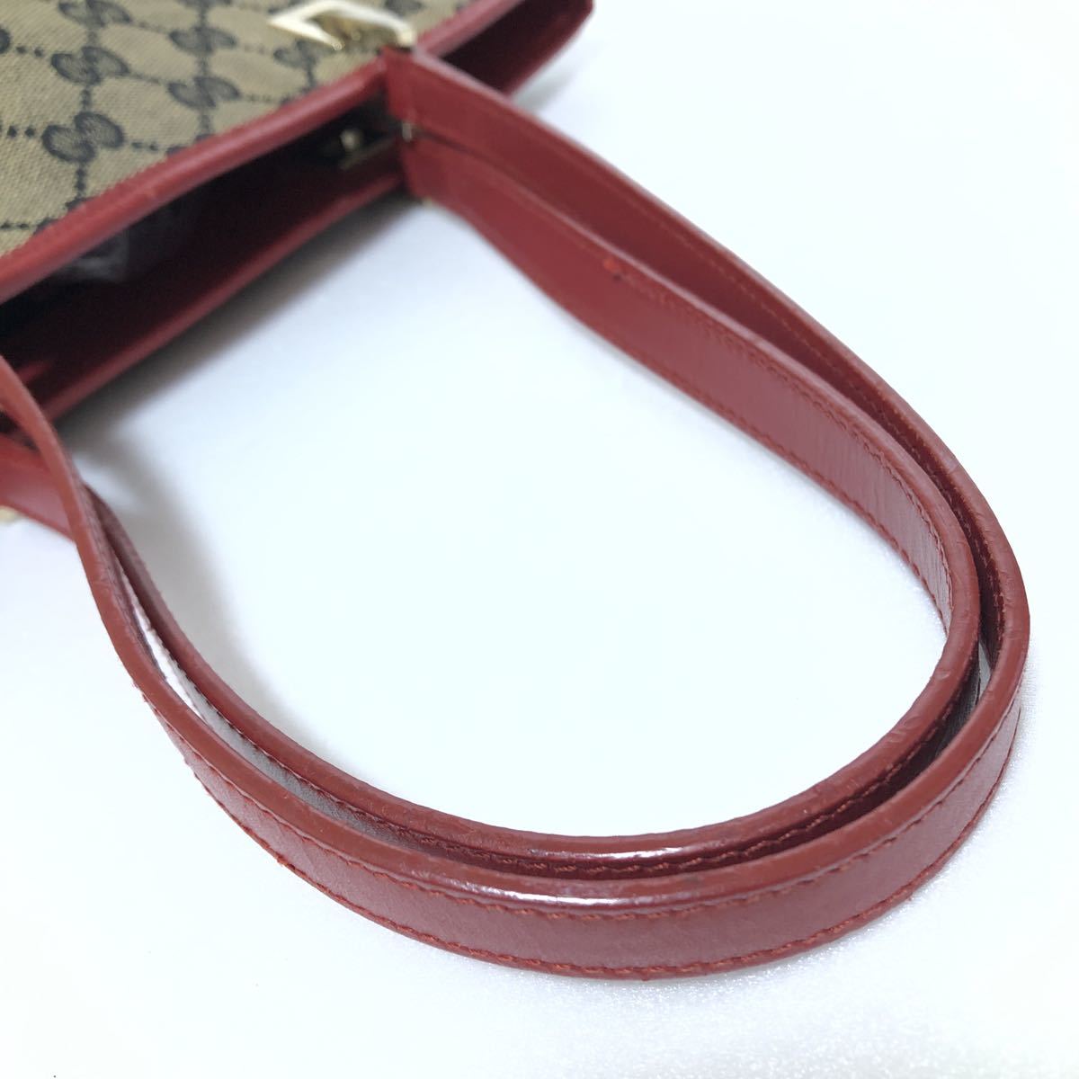 グッチ Gucci トートバッグ キャンバス×レザー 赤×黒×グレー グッチ Gucci トートバッグ キャンバス×レザー 赤×黒×グレー