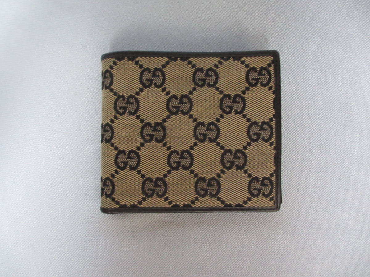 新作入荷，新品 GUCCI グッチ GGキャンバス レザー 二つ折り財布 コンパクト 小銭入れあり ウォレット メンズ/レディース(二つ折り財布（小銭入れあり）)｜売買されたオークション情報、yahooの商品情報をア 二つ折り財布（小銭入れあり）