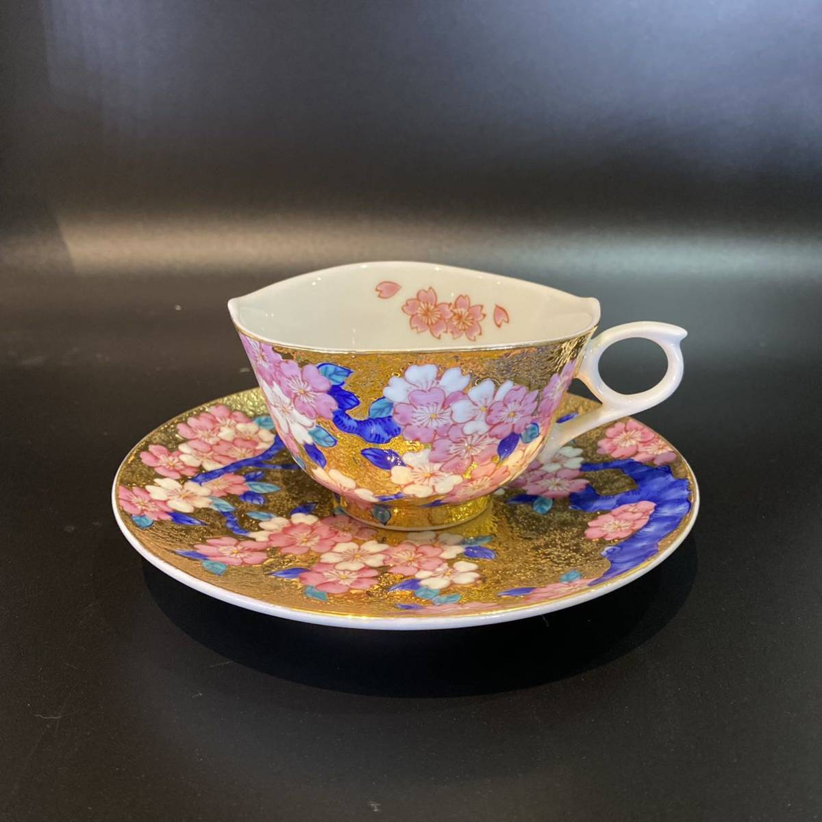 有田焼 金龍窯 伝統工芸師 江口天童 金彩桜 カップ&ソーサー/珈琲碗/紅茶