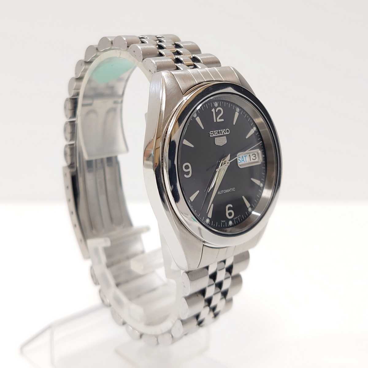 ☆美品 SEIKO 5 セイコー5 ファイブ メンズ 自動巻き 腕時計 ブラック 