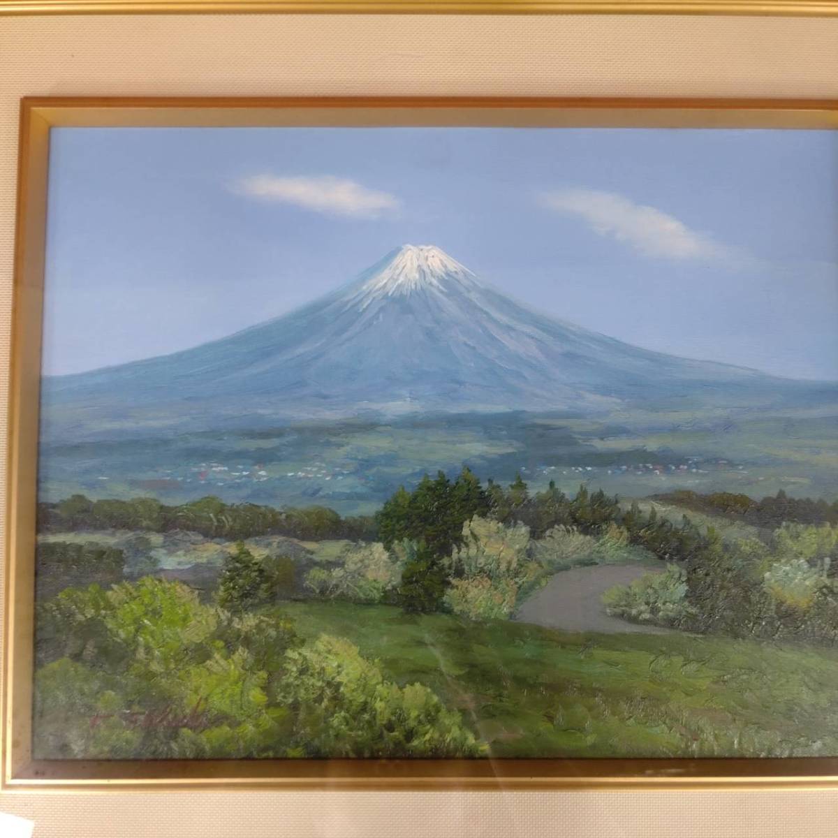 風景画 油彩 サイン入り KN作 「風景画」/ 油彩画 /キャンバス画 F4 /4