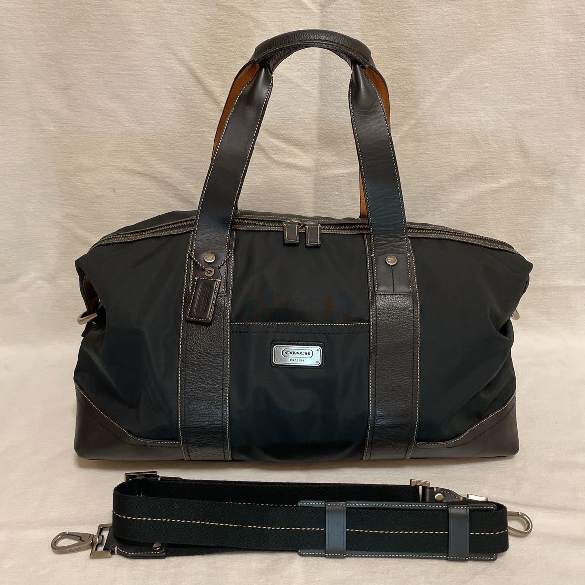 COACH ボストンバッグ ショルダーバッグ ブラック ジムバッグ レザー 