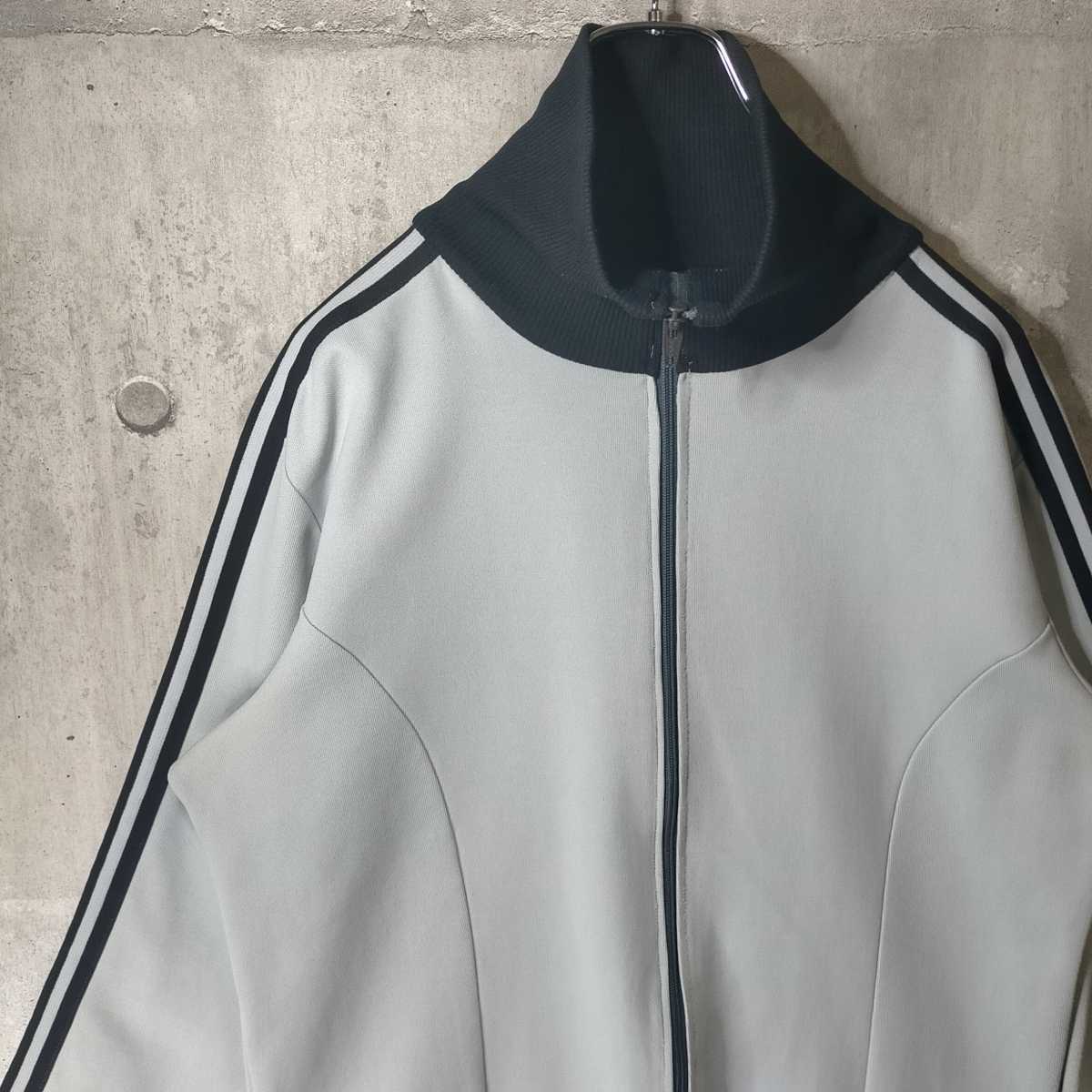 激レア adidas アディダス アイボリー系 黒 グレー Ivory Black Gray ブラック ヴィンテージ ビンテージ ジャージ 古着 トラックジャケット