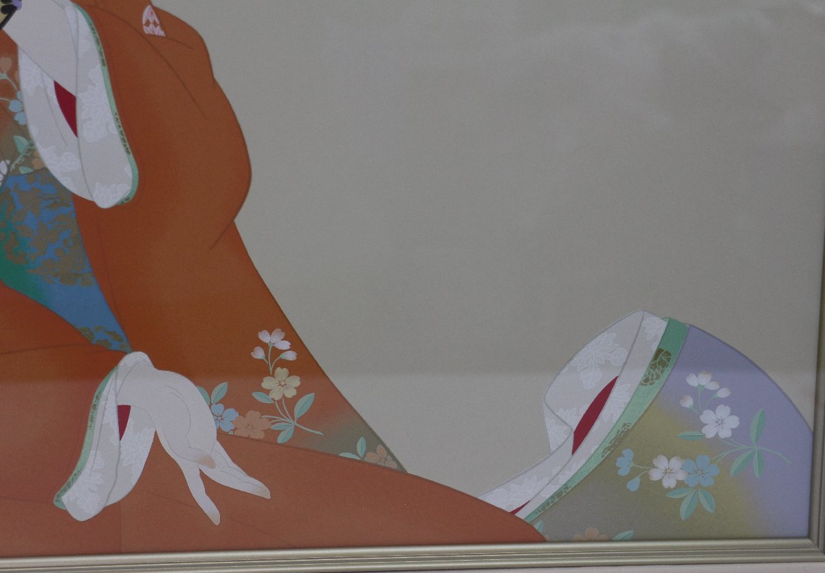 中古美品】上村松園 鼓の音 美品 上村松園 美人画 鼓の音 シルク