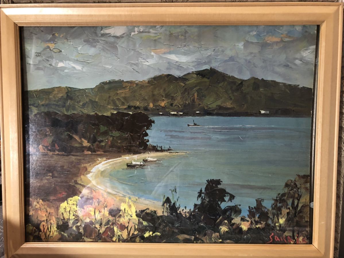 真作□酒井健吉□直筆油彩画□紀南海岸風影 F6号