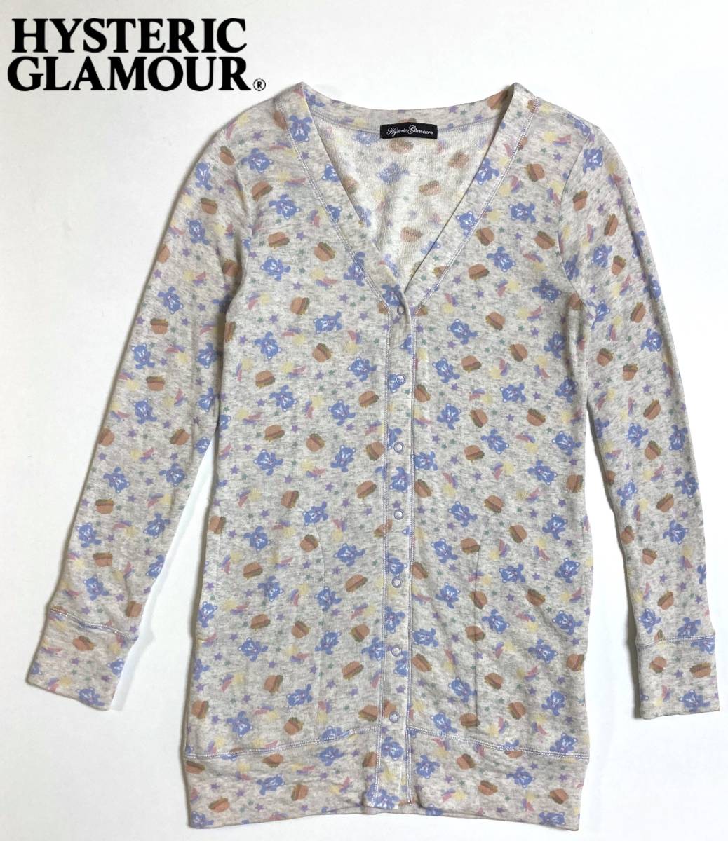 HYSTERIC GLAMOUR ファックベア 総柄 ロング カーディガン ヒステリックグラマー 日本製