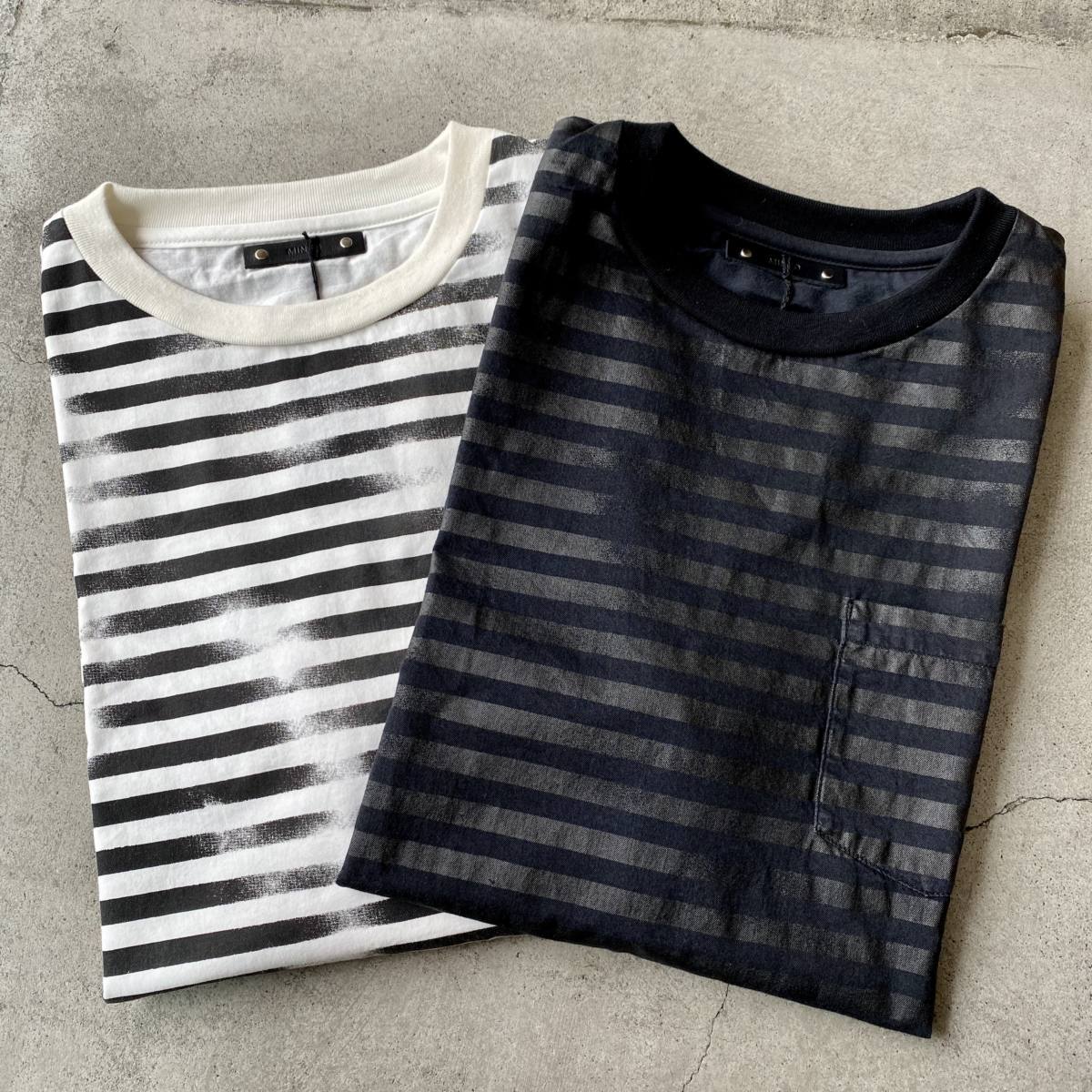  サイズ2 MINEDENIM Hazy Border S/S Denim T-SH マインデニム かすれボーダー 20ss 定価19800円(Mサイズ)｜売買されたオークション情報、yahooの商品情報をアーカイブ公開 - オークファン Mサイズ