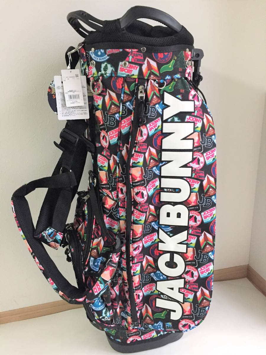新品 最新 ジャックバニー JACK BUNNY スタンド ワッペン柄 キャディバック 262-2980800 ブラック