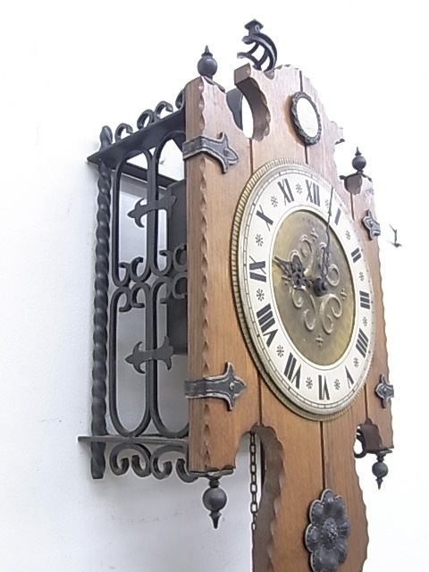 ドイツ製　キンツレ　分銅式アンティーク壁掛け振子時計　ジャンク品 ドイツ製キンツレ分銅式アンティーク壁掛け振子時計ジャンク品