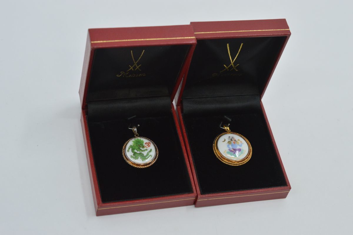 241S 0828G40) MEISSEN マイセン ネックレストップ 2点セット SV925 