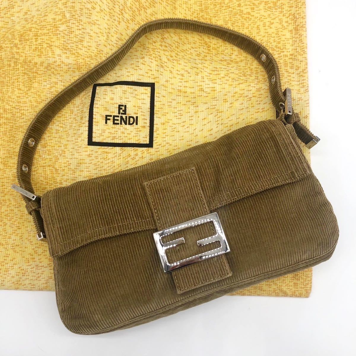 1円 【激レア・極美品】FENDI フェンディ コーデュロイ ロゴ金具 FF 