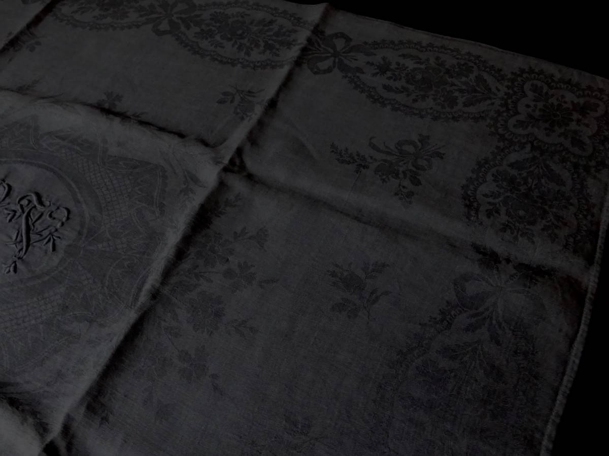 フランス 立体 モノグラム 刺繍 イニシャル 20世紀初期 アンティーク 