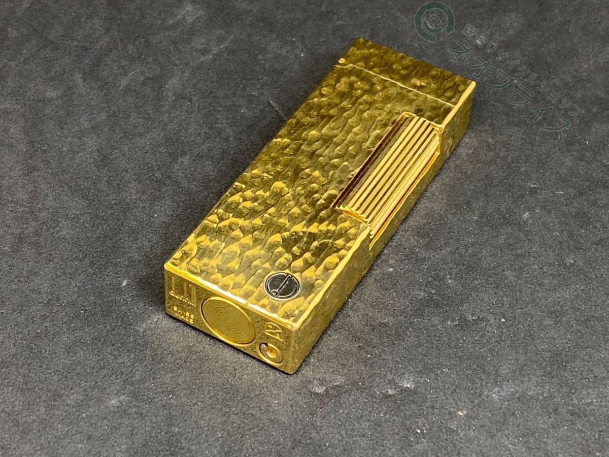 ◇S2626 dunhill ダンヒル ガス ライター 手彫り風 ゴールド 美品 